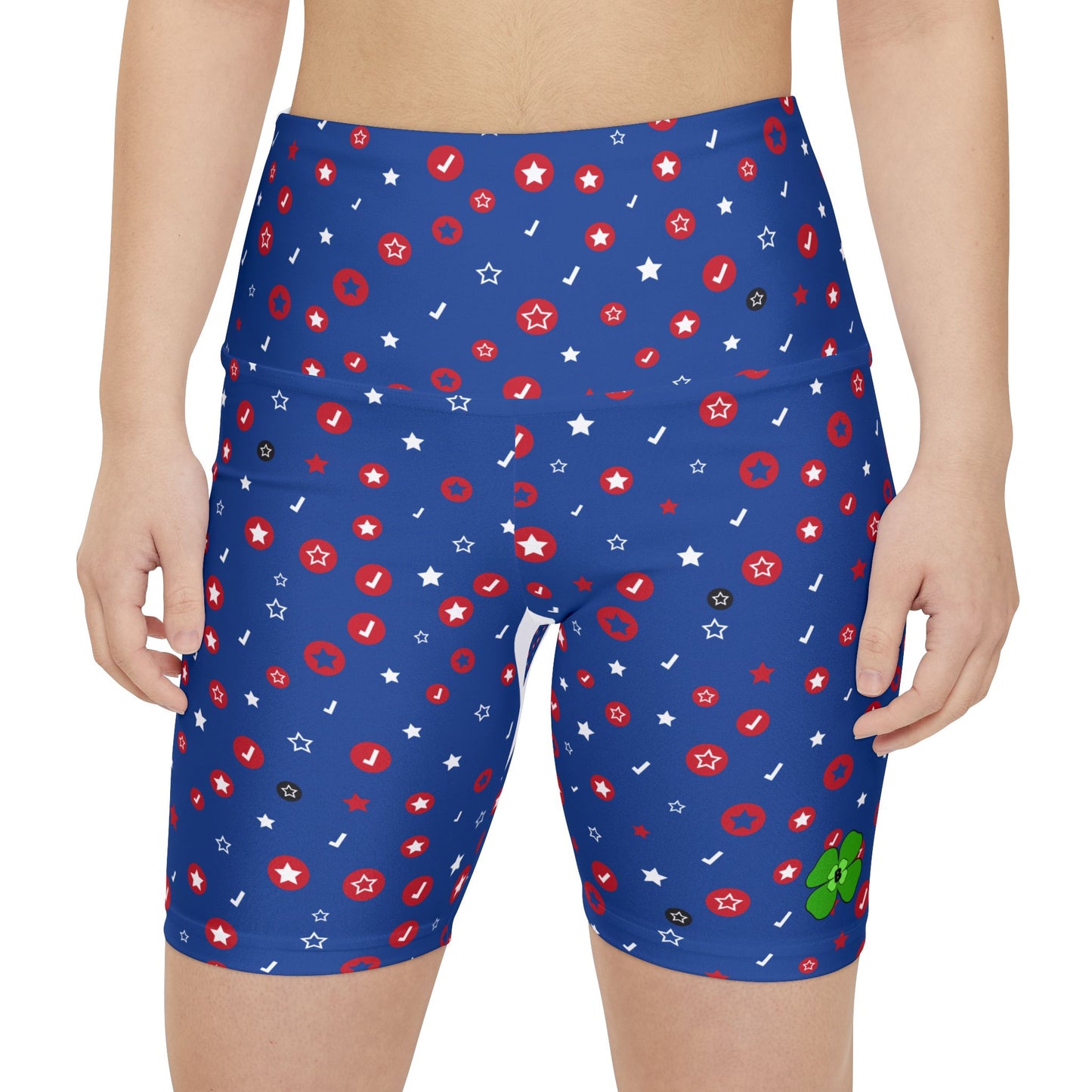 Patriotic Women's Workout Shorts - Red, White & Blue Star Print