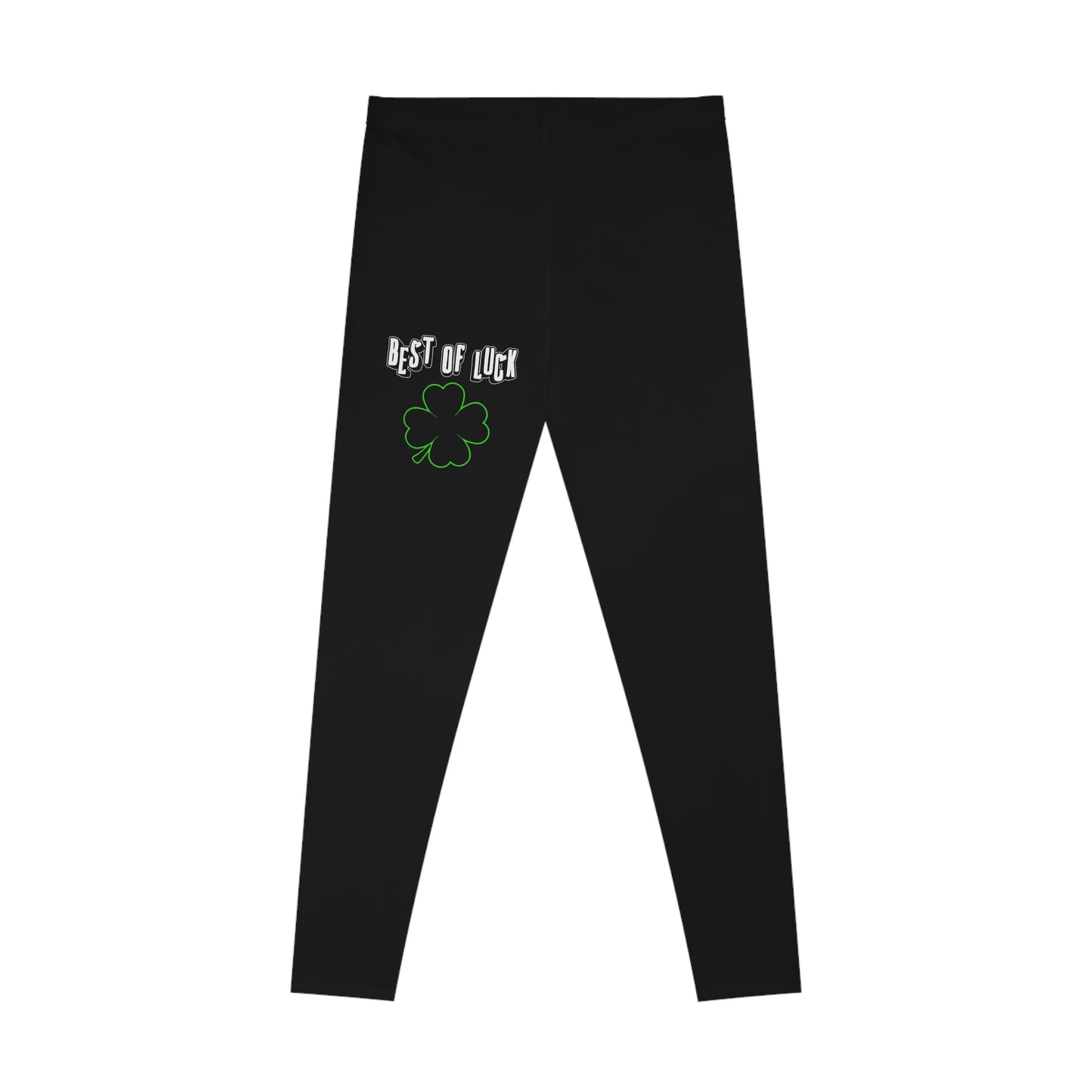 Best of Luck Green Clover Stretchy Leggings for St. Patrick's Day