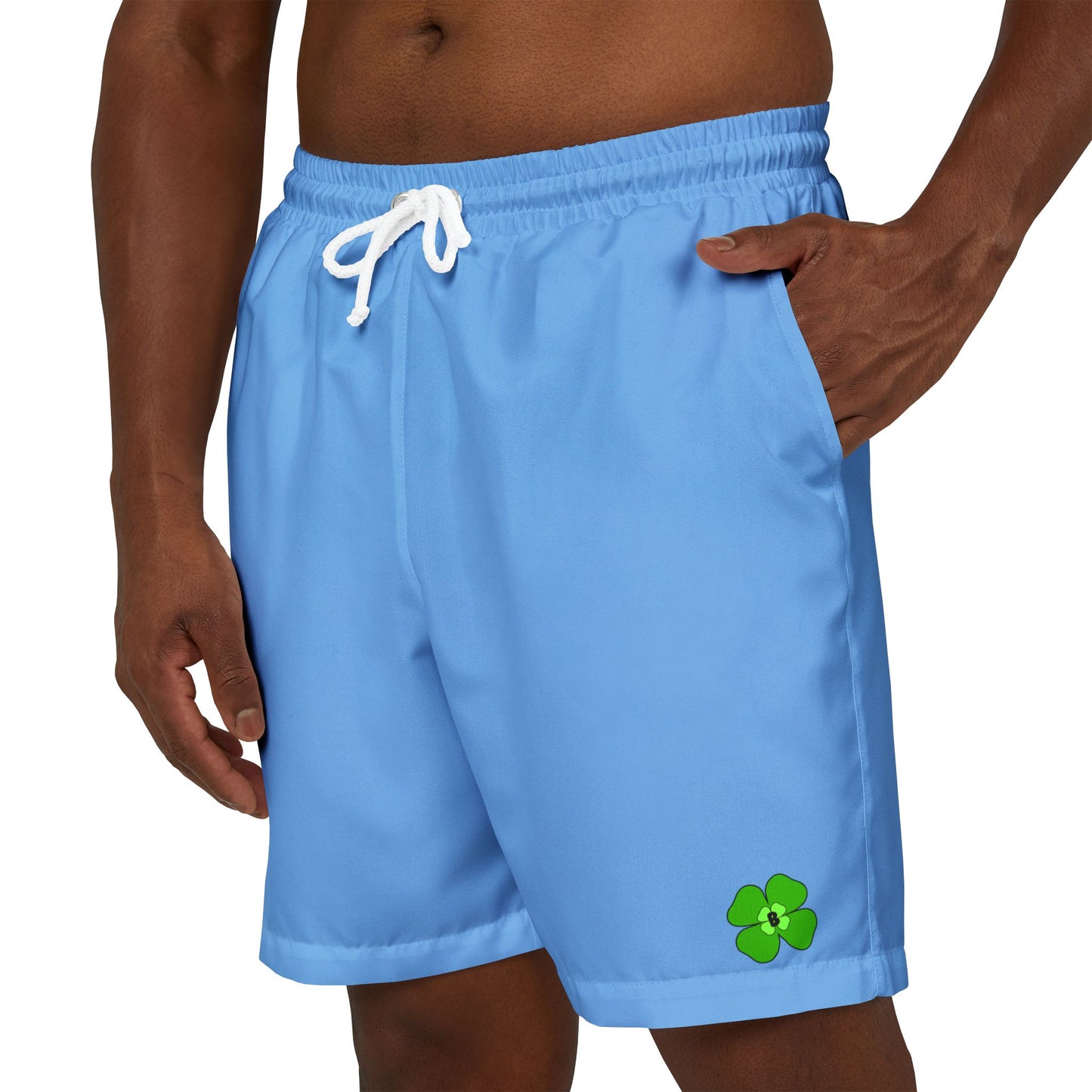 Eco-Friendly Unisex Swim Shorts with Green Clover Design
