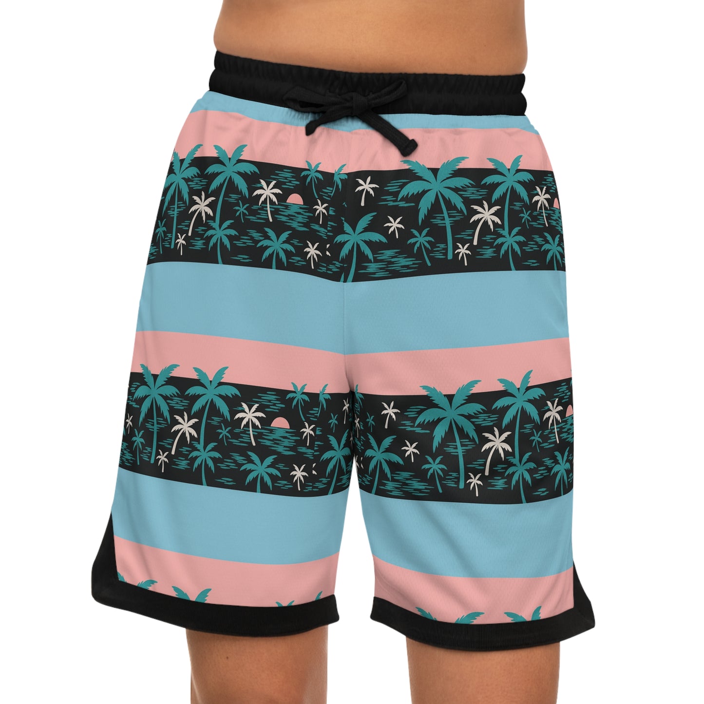 Lucky Bucks Tropical Basketball Shorts, Summer Athletic Shorts for Vacation