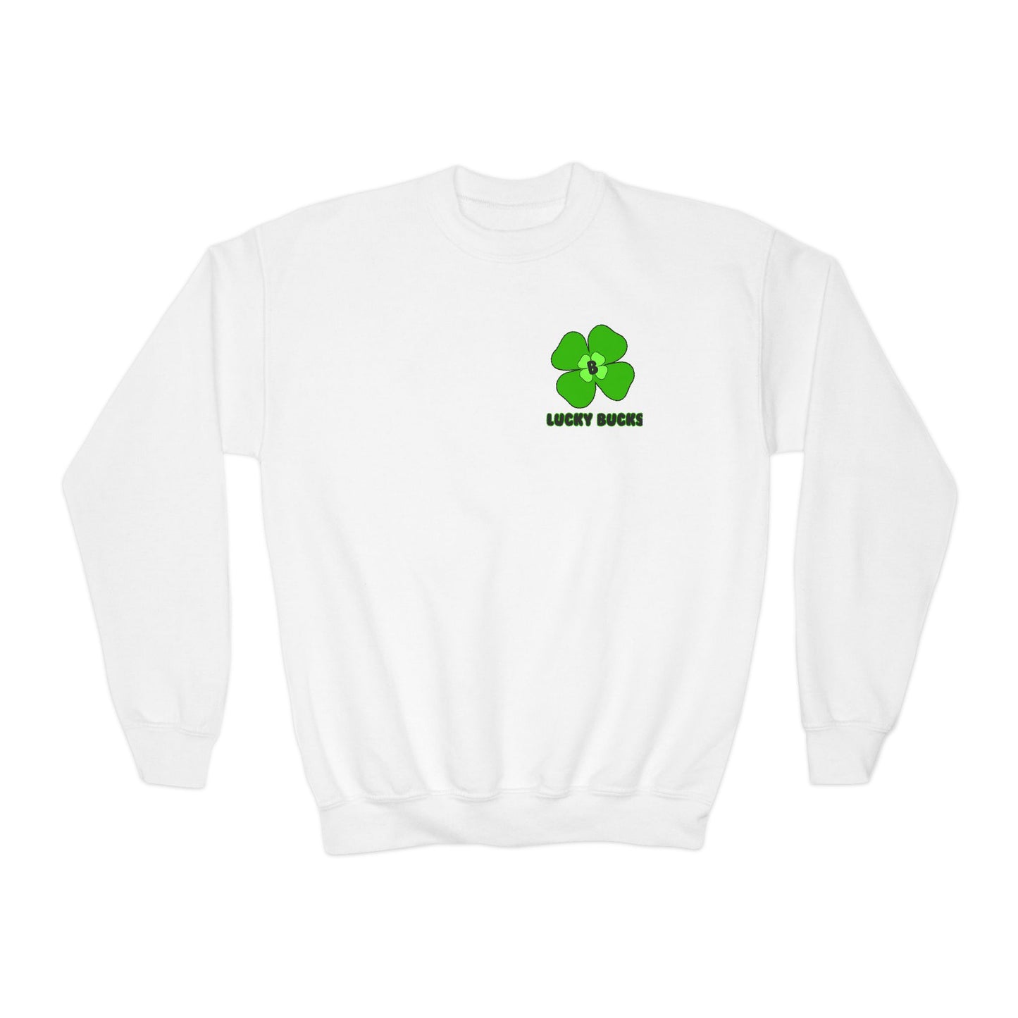 Lucky Clover Youth Crewneck Sweatshirt | St. Patrick's Day, Irish Pride, Casual Wear, Gift for Kids, Unisex Sweatshirt