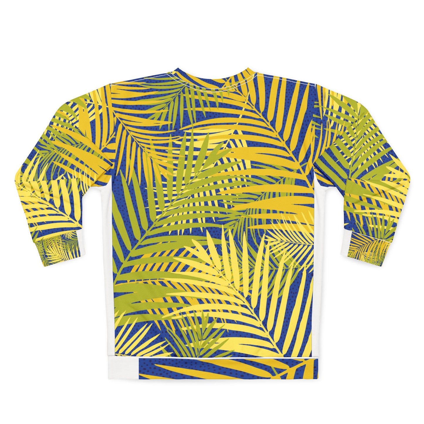 Tropical Vibes Unisex Sweatshirt - Yellow and Blue Palm Leaves Print