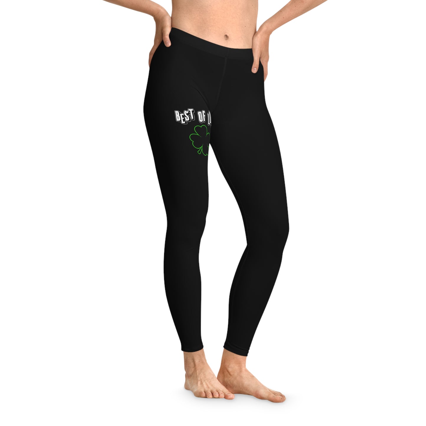 Best of Luck Green Clover Stretchy Leggings for St. Patrick's Day