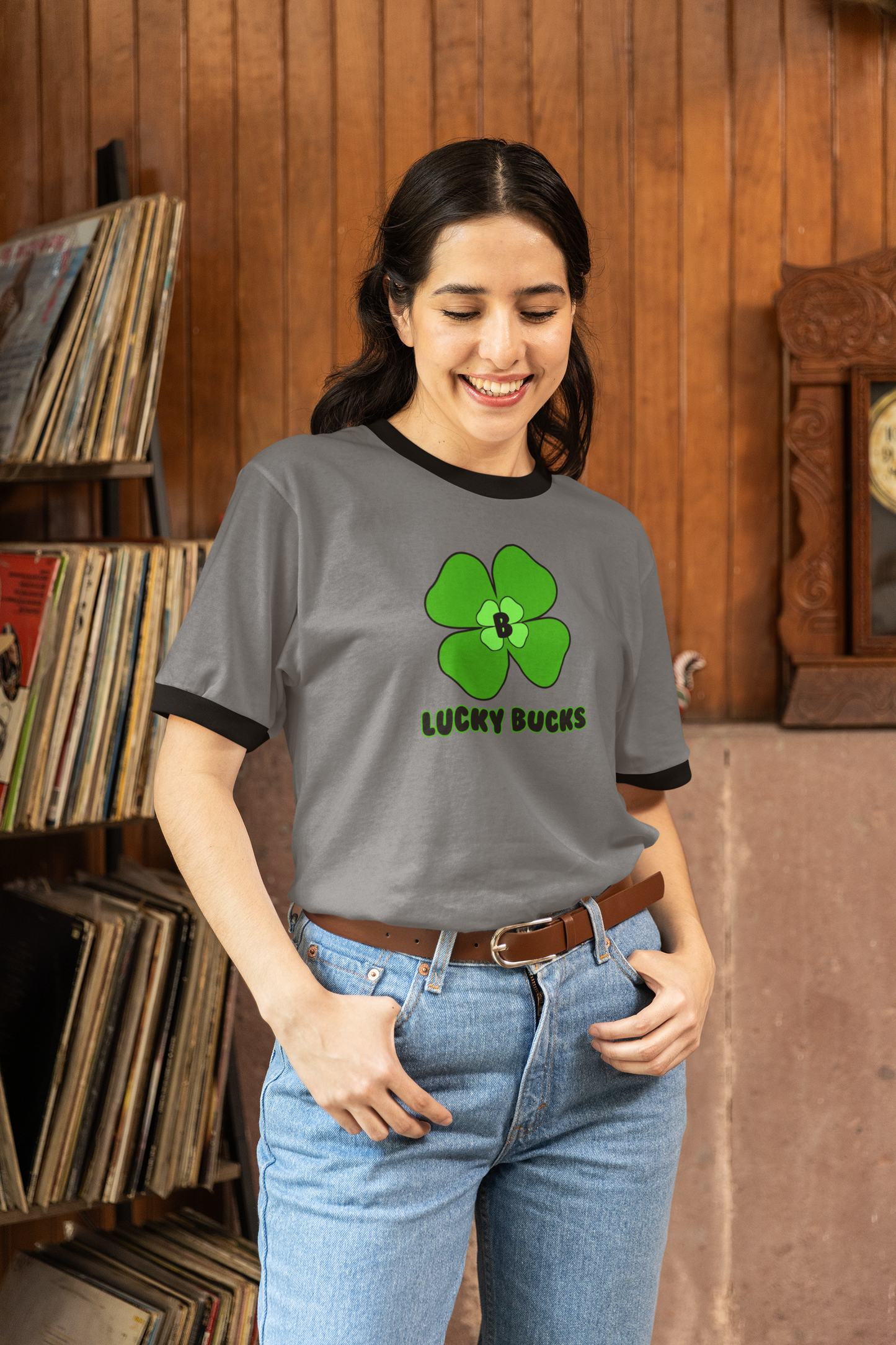 Lucky Bucks Unisex Cotton Ringer T-Shirt