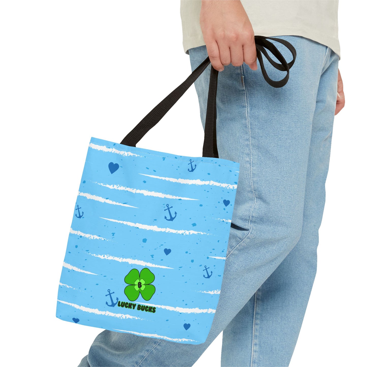 Nautical Vibe Tote Bag with Anchor and Heart Design