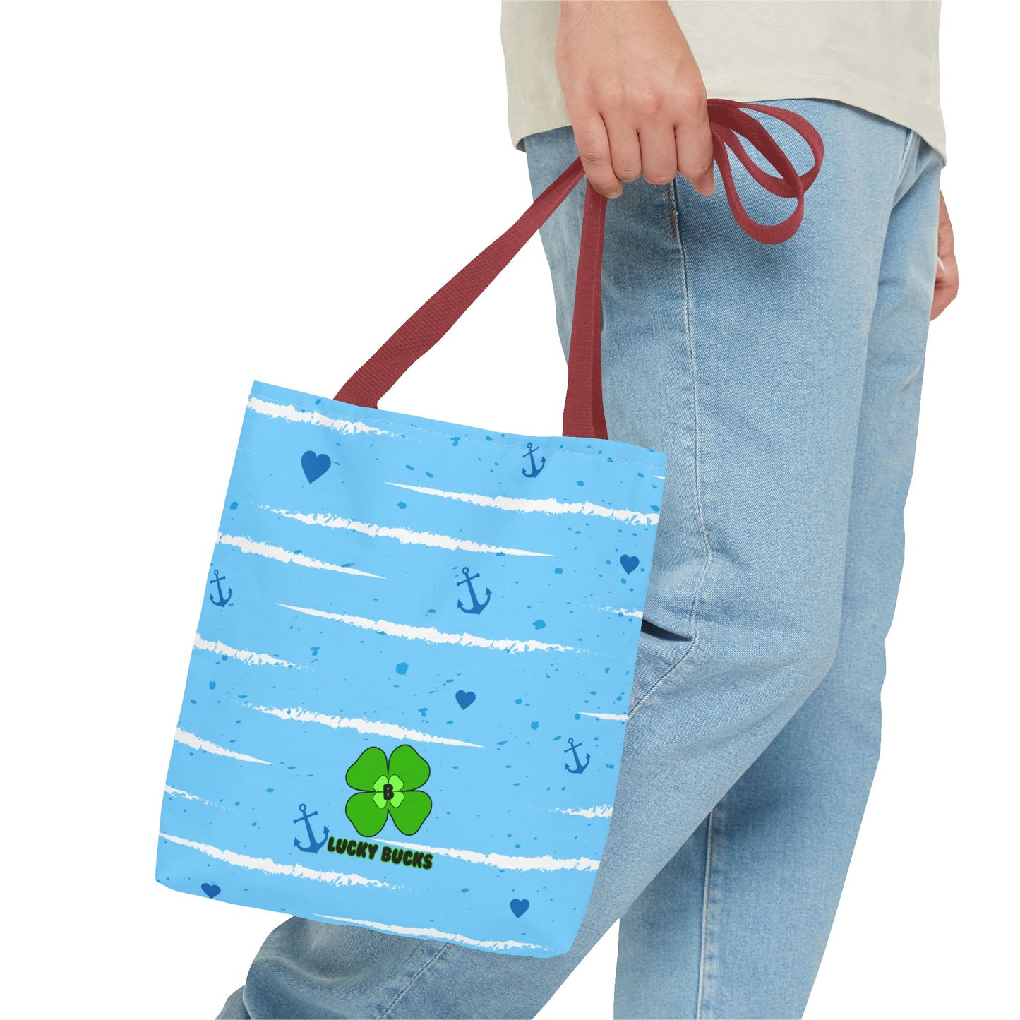 Nautical Vibe Tote Bag with Anchor and Heart Design