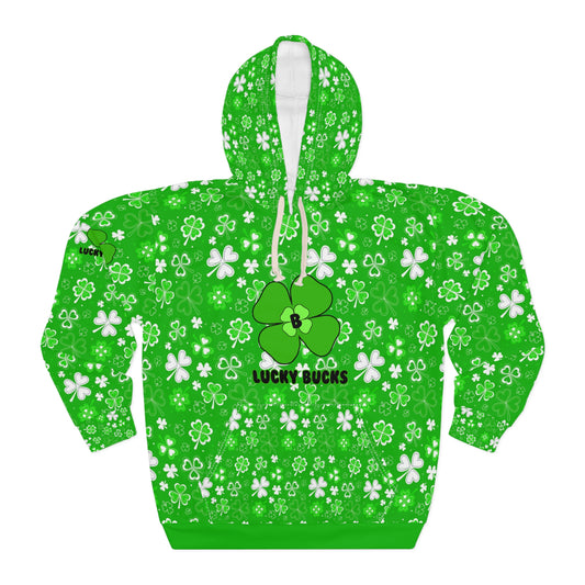 Lucky Bucks Floral Hoodie | Unisex St. Patrick's Day Pullover, Spring Fashion, Cozy Sweatshirt, Green Floral Design, Gift Idea