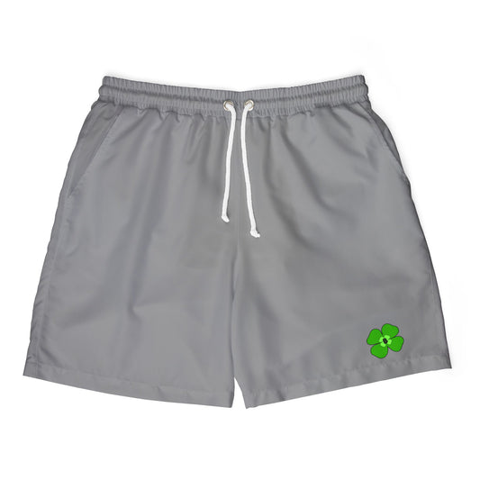 Eco-Friendly Unisex Swim Shorts with Green Flower Design
