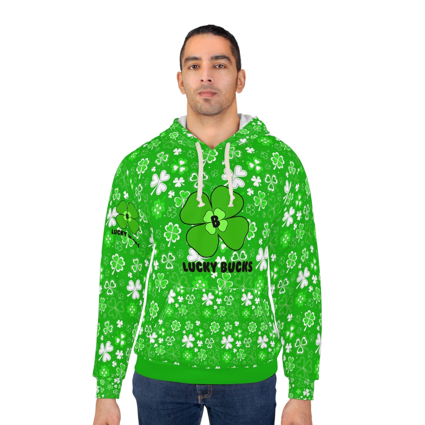 Lucky Bucks Floral Hoodie | Unisex St. Patrick's Day Pullover, Spring Fashion, Cozy Sweatshirt, Green Floral Design, Gift Idea