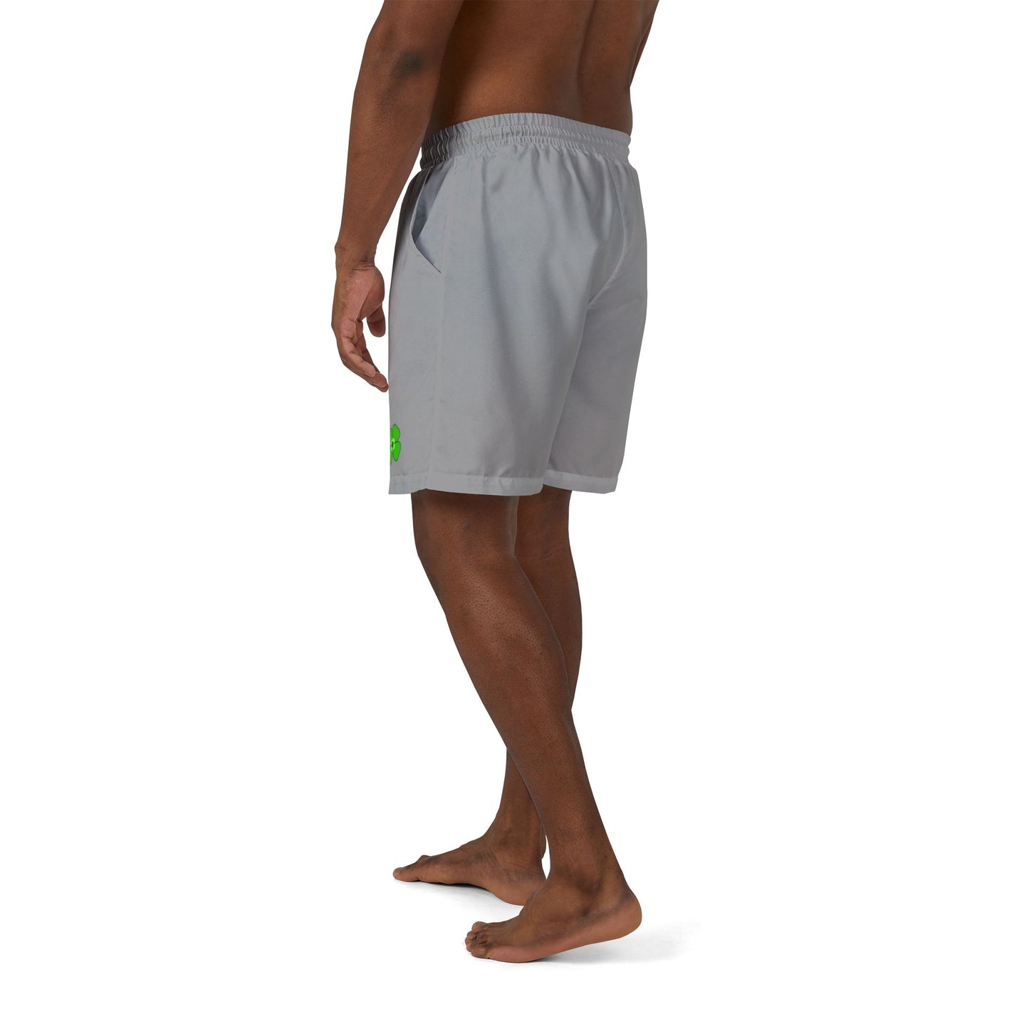 Eco-Friendly Unisex Swim Shorts with Green Flower Design