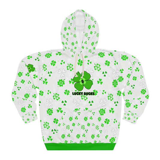 Lucky Bucks Floral Hoodie - Unisex Pullover, St. Patrick's Day Gift, Spring Fashion, Cozy Casual Wear, Nature Lover Apparel