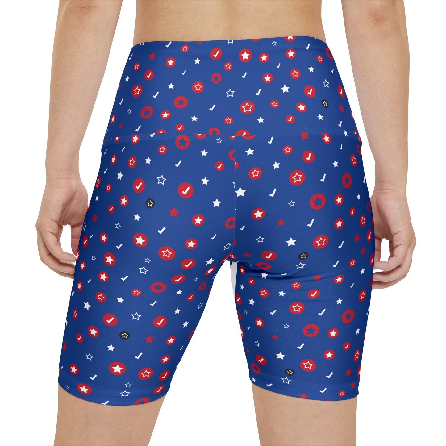 Patriotic Women's Workout Shorts - Red, White & Blue Star Print