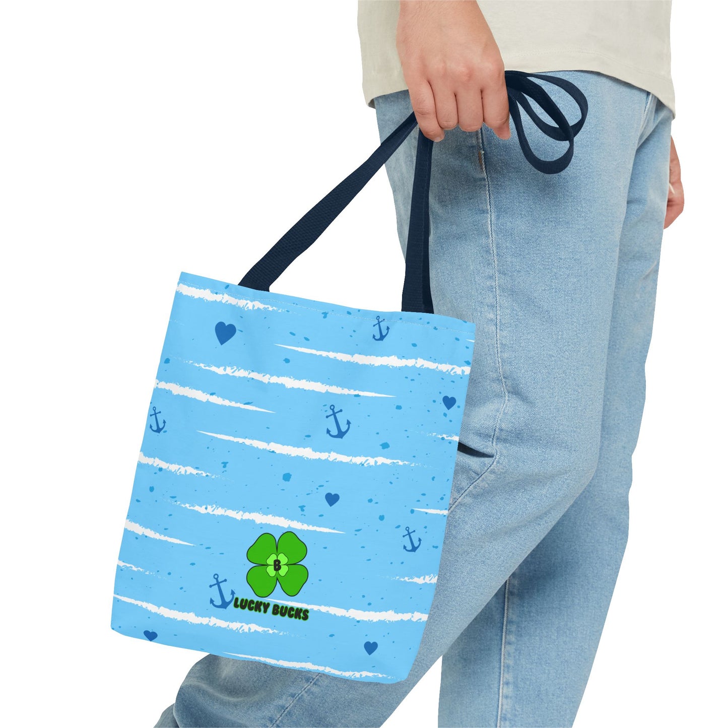 Nautical Vibe Tote Bag with Anchor and Heart Design