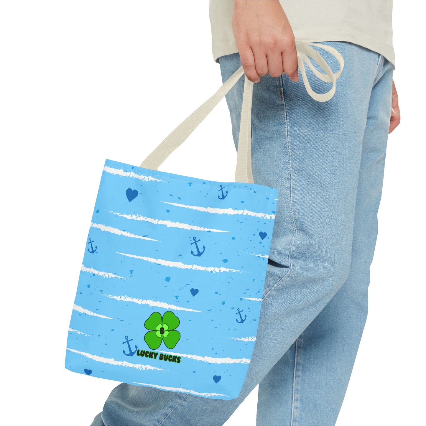 Nautical Vibe Tote Bag with Anchor and Heart Design
