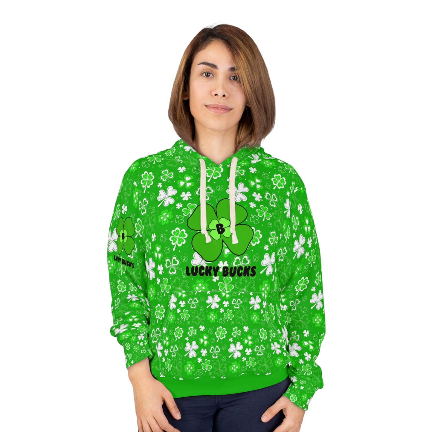 Lucky Bucks Floral Hoodie | Unisex St. Patrick's Day Pullover, Spring Fashion, Cozy Sweatshirt, Green Floral Design, Gift Idea